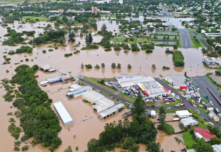 Aerial overview of a flooded Lagos community